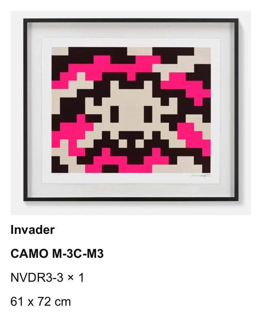 Invader camo m-3c-m3 signed lithograph – limited edition