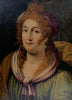 Tableau ancien huile portrait femme reine bijoux renaissance fontaine bleau xvie