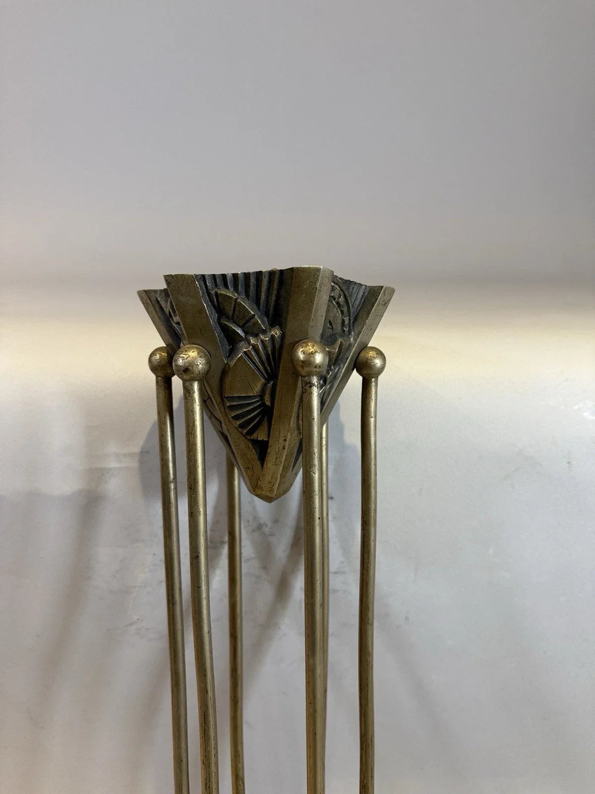 Nickel-plated bronze chandelier, French work from the 1930s.