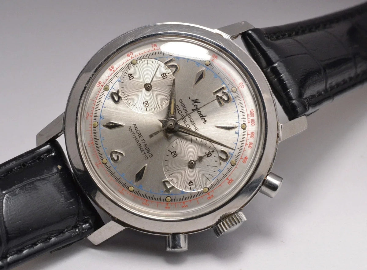 VINTAGE 1960S SWISS MOGADOR CHRONOGRAPH WATCH STAINLESS STEEL LANDERON