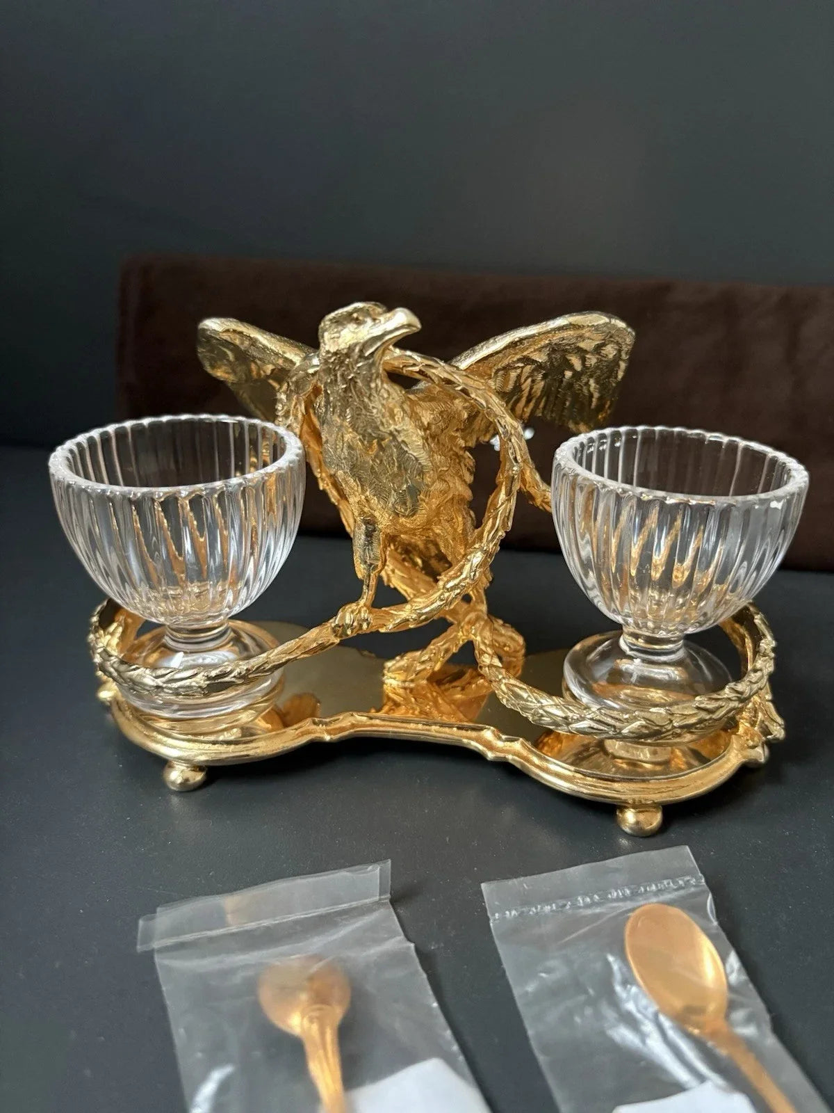24-karat gold-plated salt cellar by Maison Christofle Aigle