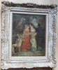 Elegant painting on panel with dog by Adolphe Monticelli (1824-1886), French School