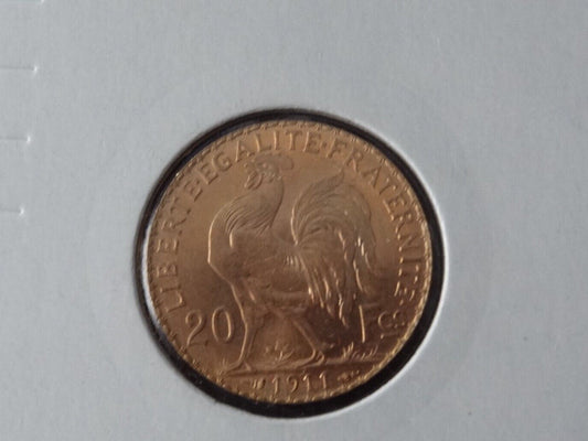 1911 Marianne 20 gold franc coin, known as a Napoleon