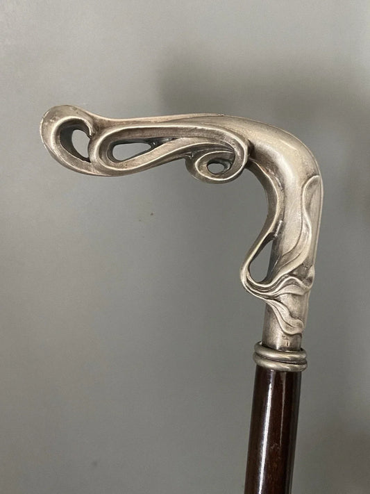 Lucien GAILLARD antique solid silver pommel cane