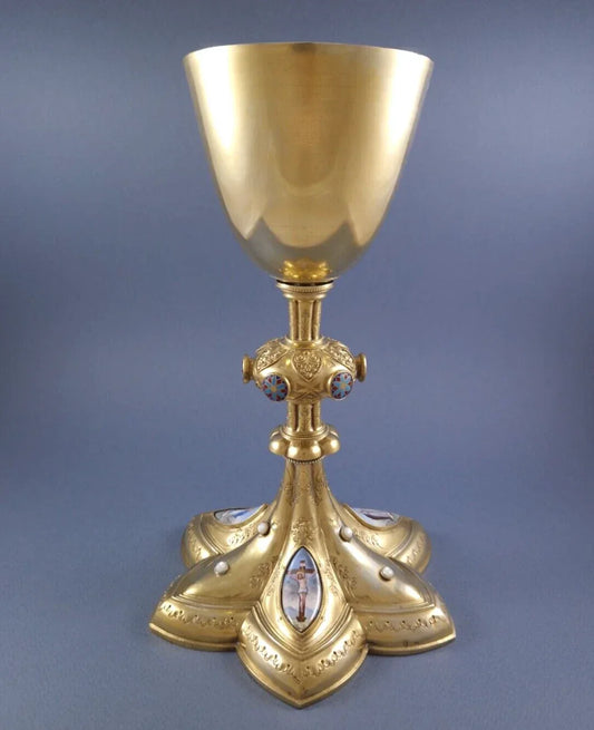 Vermeil and solid silver enamel chalice