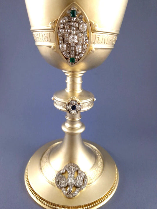 Froment-Meurice solid silver gilded chalice