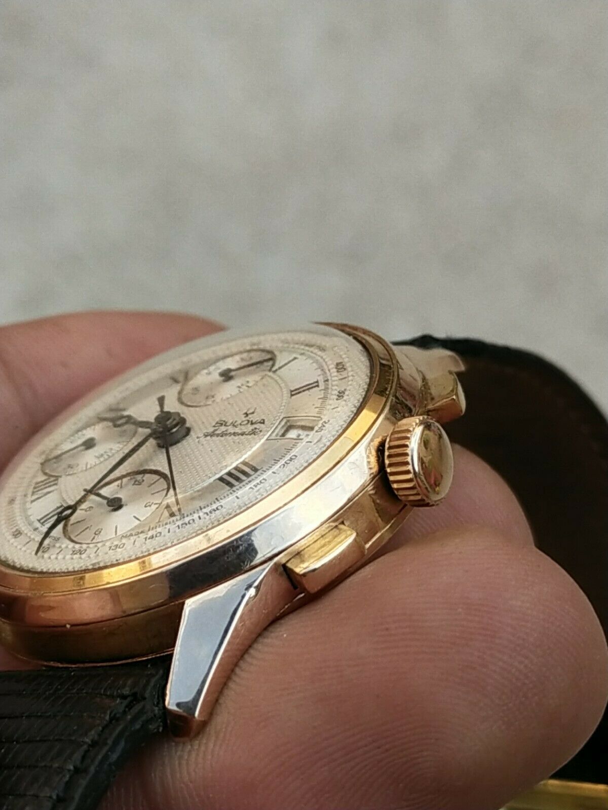 Vintage Bulova 18k gold automatic chronograph watch