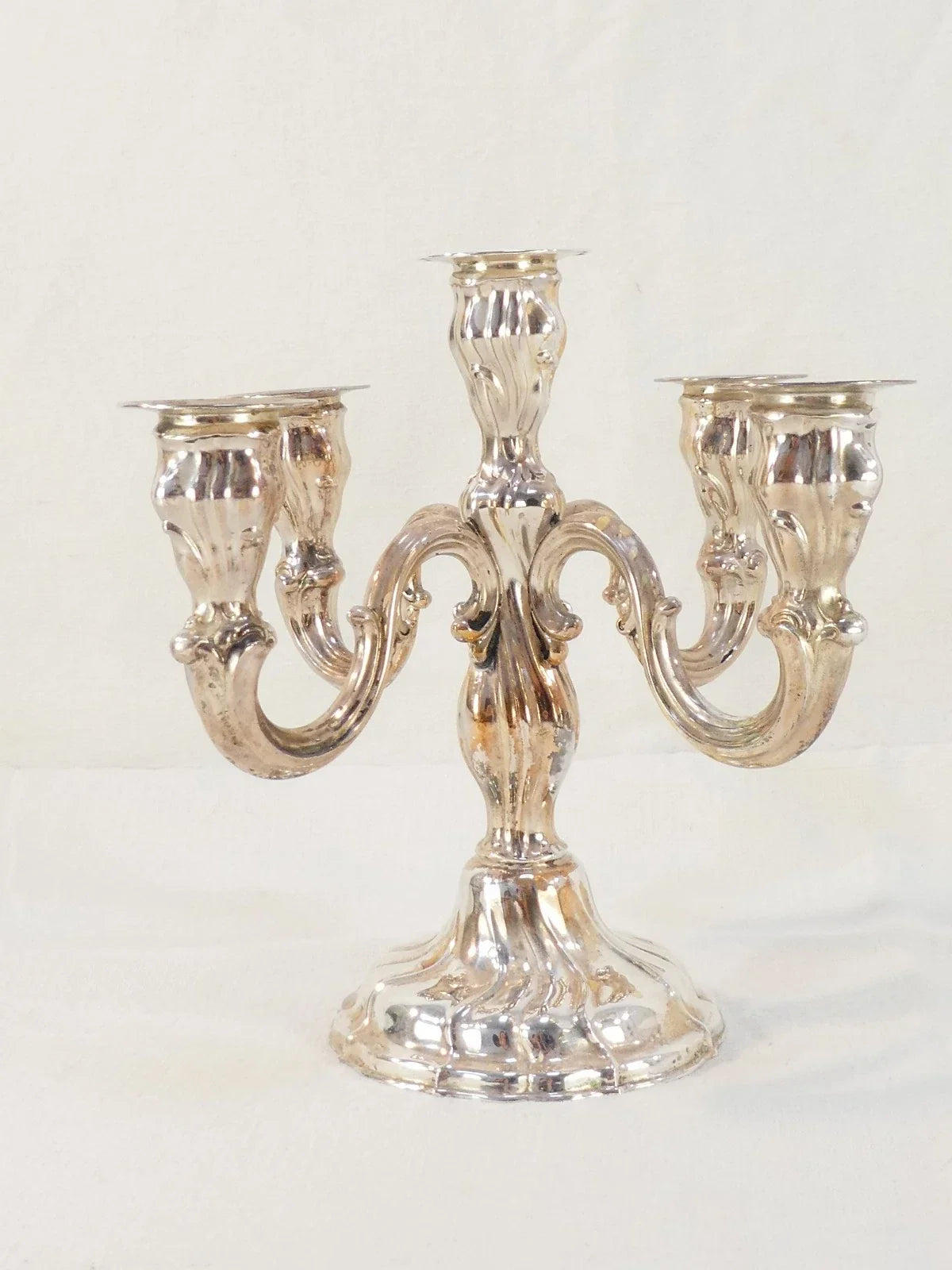 19th-century solid 925 sterling silver candelabra candlestick