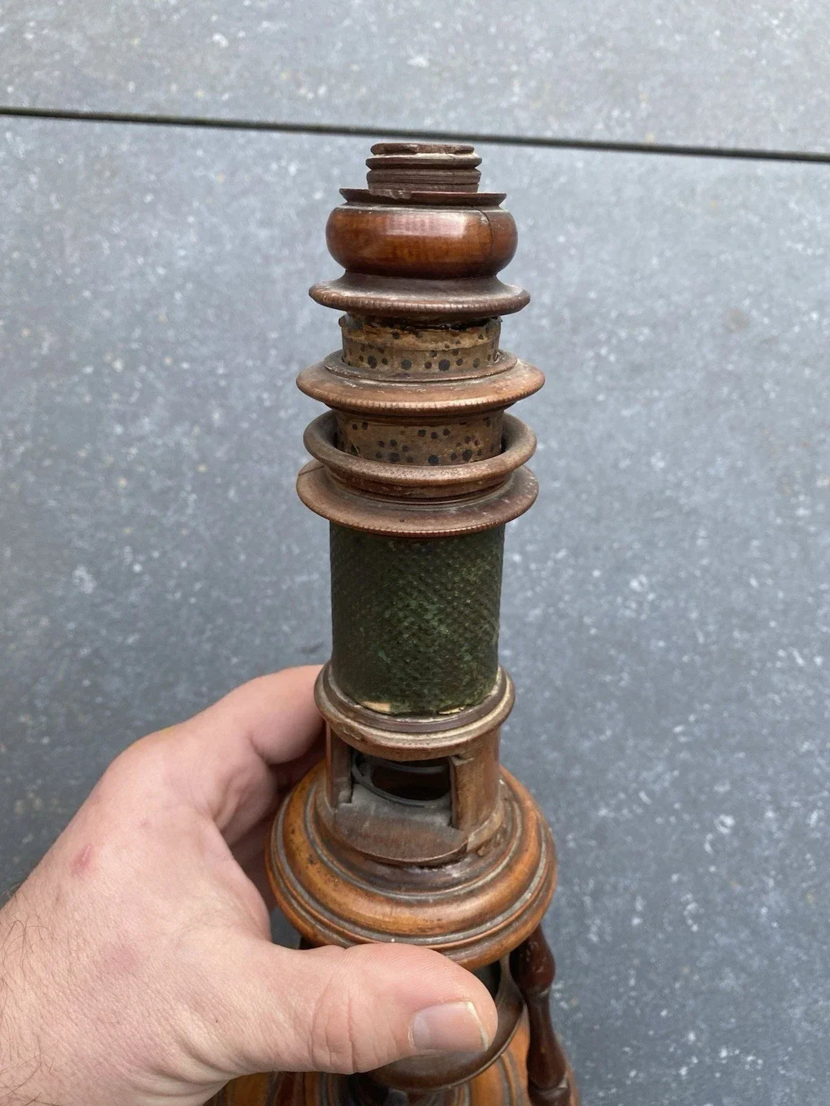 Antique 18th-century Nuremberg wooden microscope