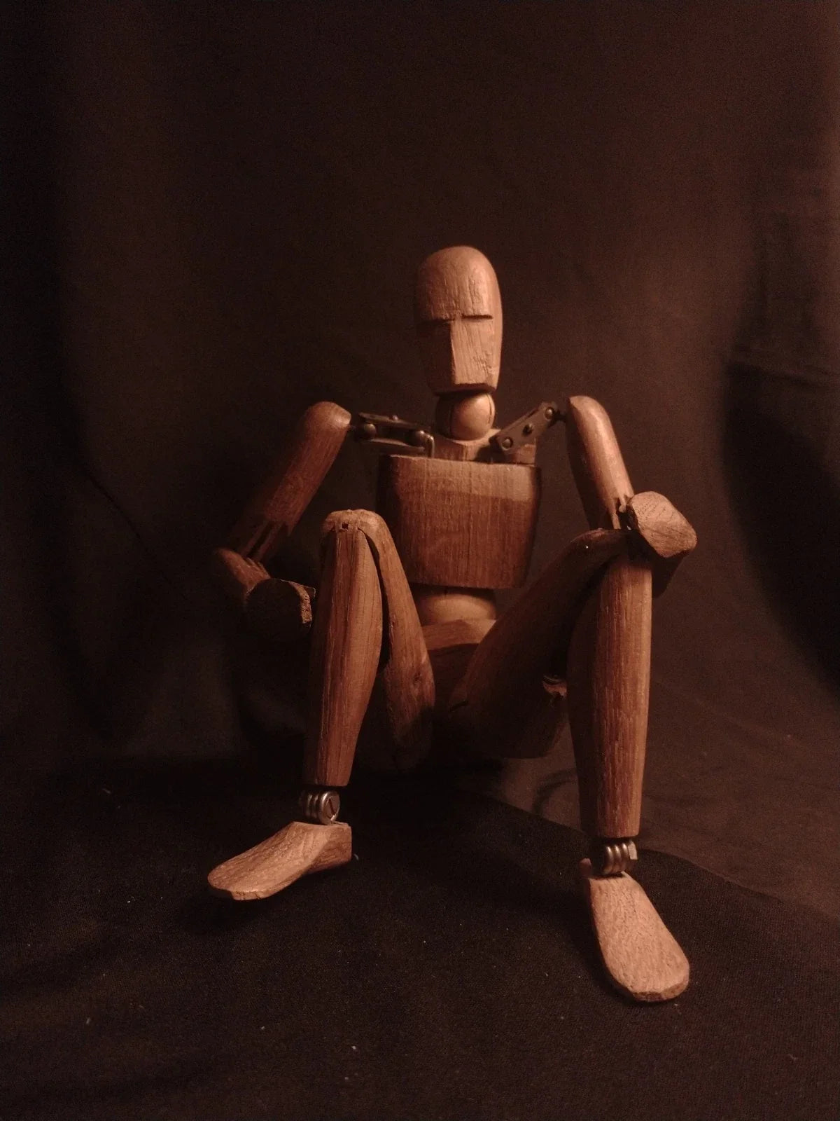 Rare antique artist's mannequin, carved wood and fully articulated.