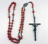 Antique large rosary made of faceted coral beads and solid silver, weight 36 g