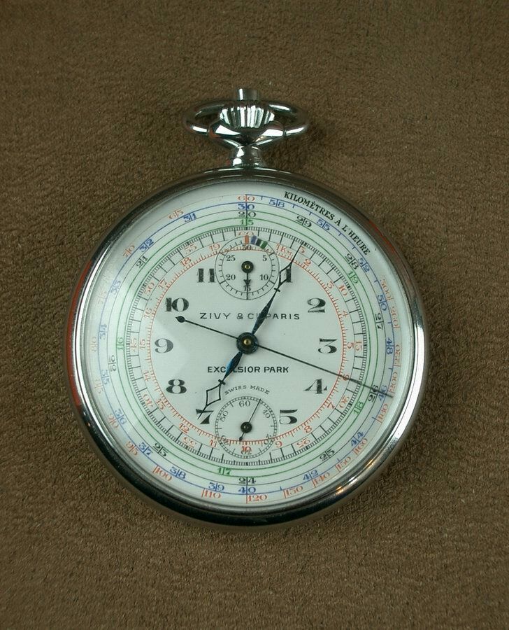 Antique Swiss Zivy & Cie chronograph pocket watch