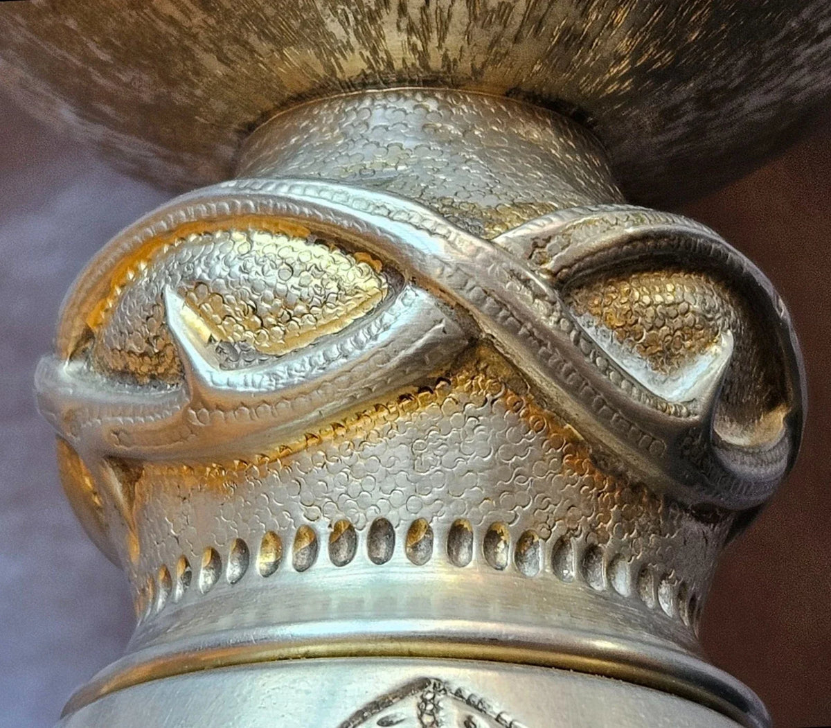 Solid silver Italian chalice with remains of vermeil gilding