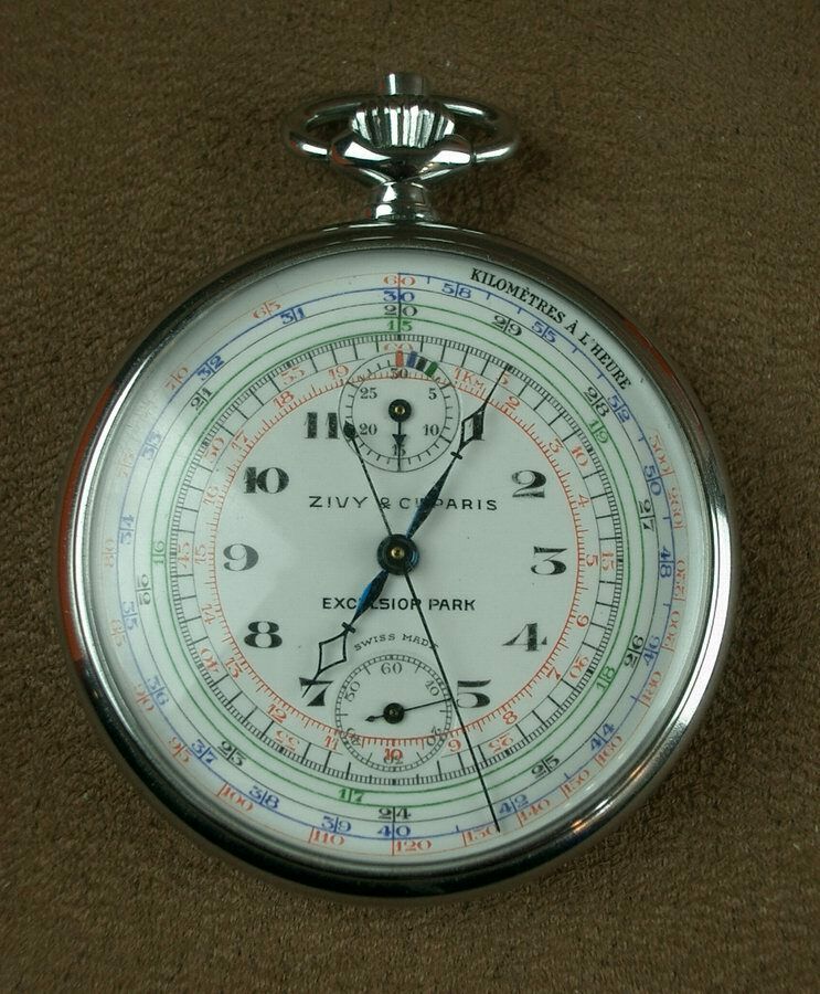 Antique Swiss Zivy & Cie chronograph pocket watch