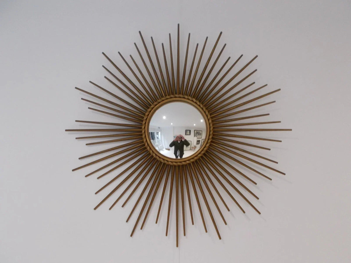 VINTAGE CHATY VALLAURIS SIGNED WITCH'S EYE MIRROR POILLERAT SUNBURST MIRROR XX
