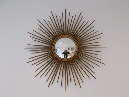 MIROIR OEIL SORCIERE VINTAGE SIGNE CHATY VALLAURIS POILLERAT SUNBURST MIRROR XX
