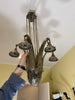 Nickel-plated bronze chandelier, French work from the 1930s.