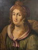 Tableau ancien huile portrait femme reine bijoux renaissance fontaine bleau xvie