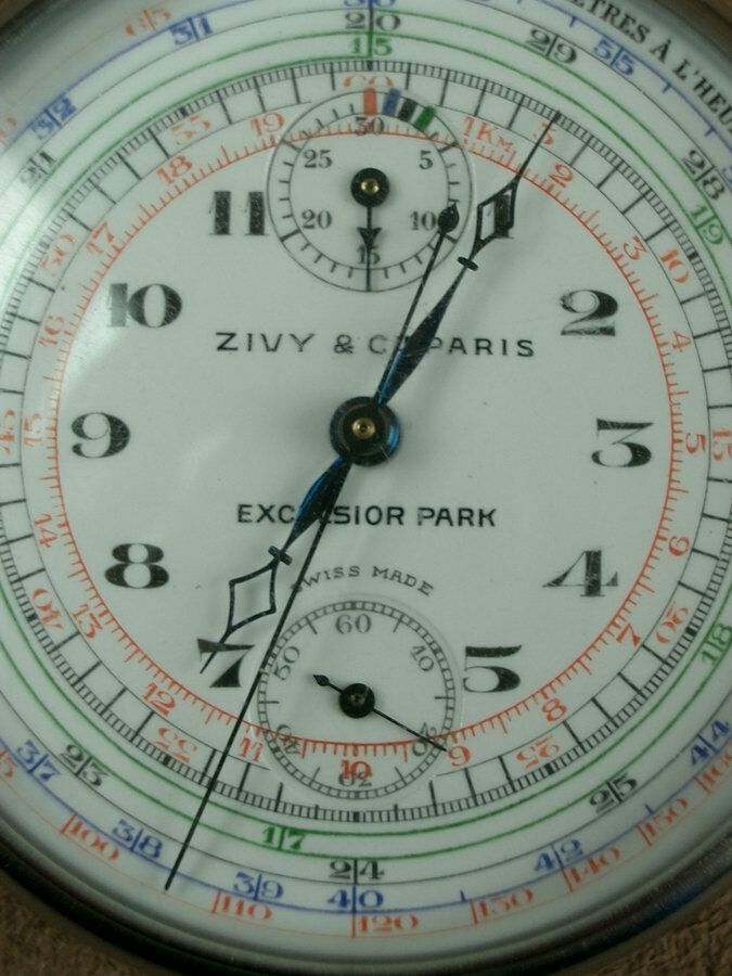 Antique Swiss Zivy & Cie chronograph pocket watch