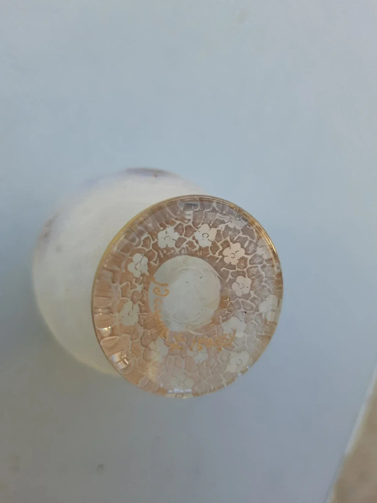 Rare Antique Small Daum Nancy Goose Girl Frosted Glass Vase. Gold Trimmed.