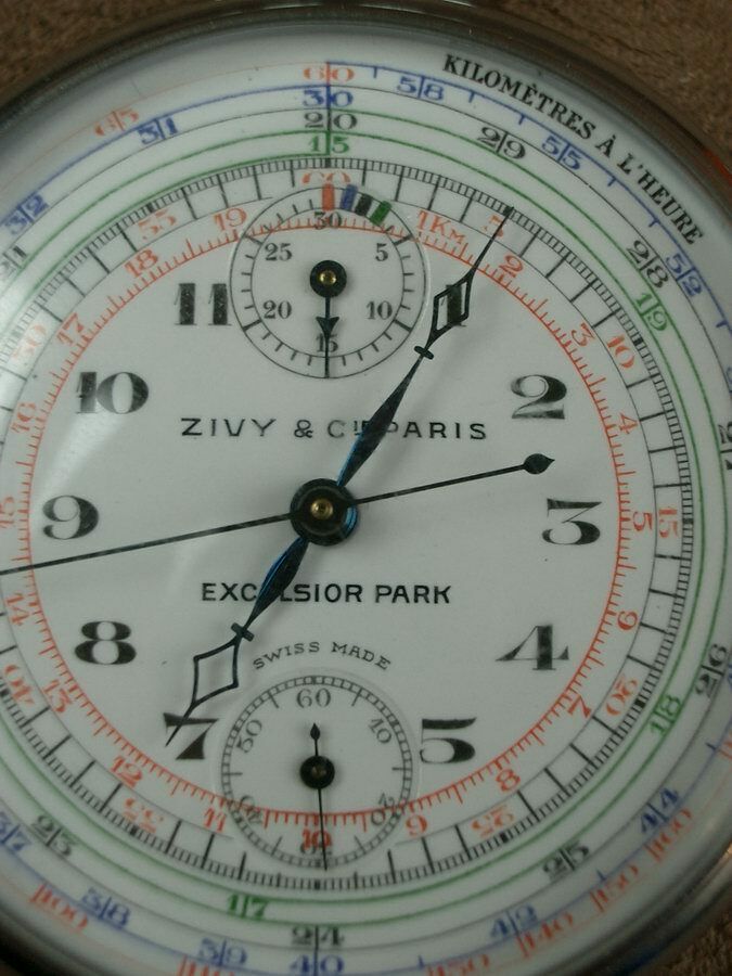 Antique Swiss Zivy & Cie chronograph pocket watch