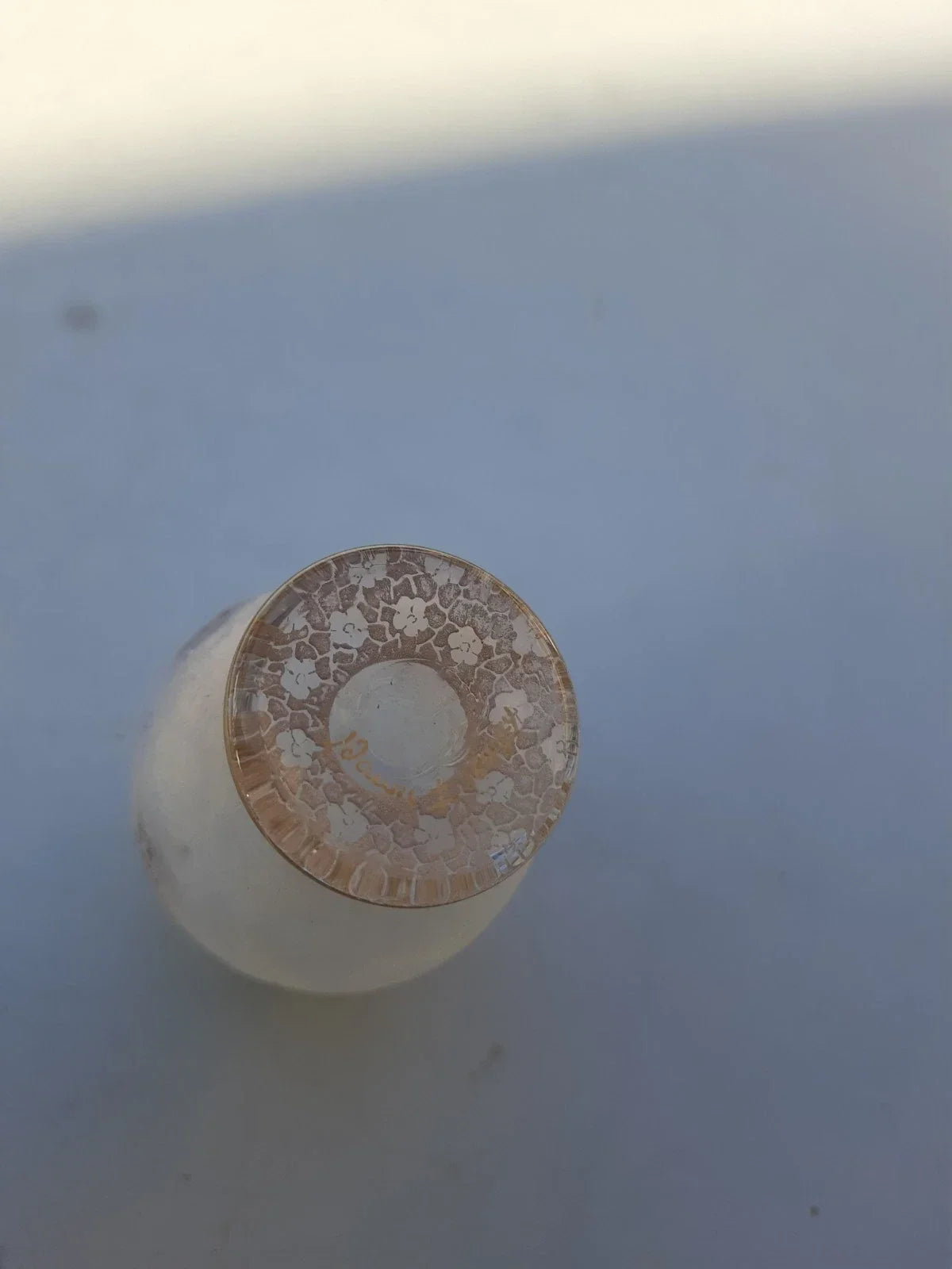 Rare Antique Small Daum Nancy Goose Girl Frosted Glass Vase. Gold Trimmed.
