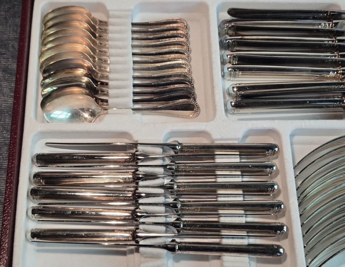 Beautiful antique silver-plated cutlery set by CHRISTOFLE, MALMAISON pattern, 47 pieces
