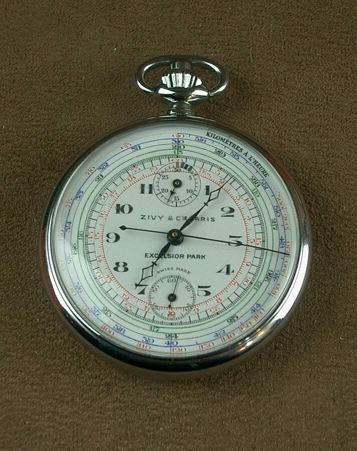 Antique Swiss Zivy & Cie chronograph pocket watch