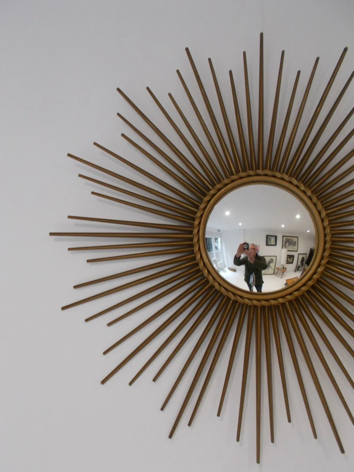 VINTAGE CHATY VALLAURIS SIGNED WITCH'S EYE MIRROR POILLERAT SUNBURST MIRROR XX
