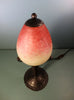 Wrought iron lamp with pâte de verre tulip shade. Signed Schneider.