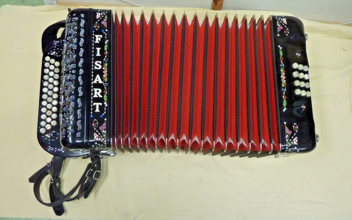 Rare and magnificent antique FISART diatonic accordion