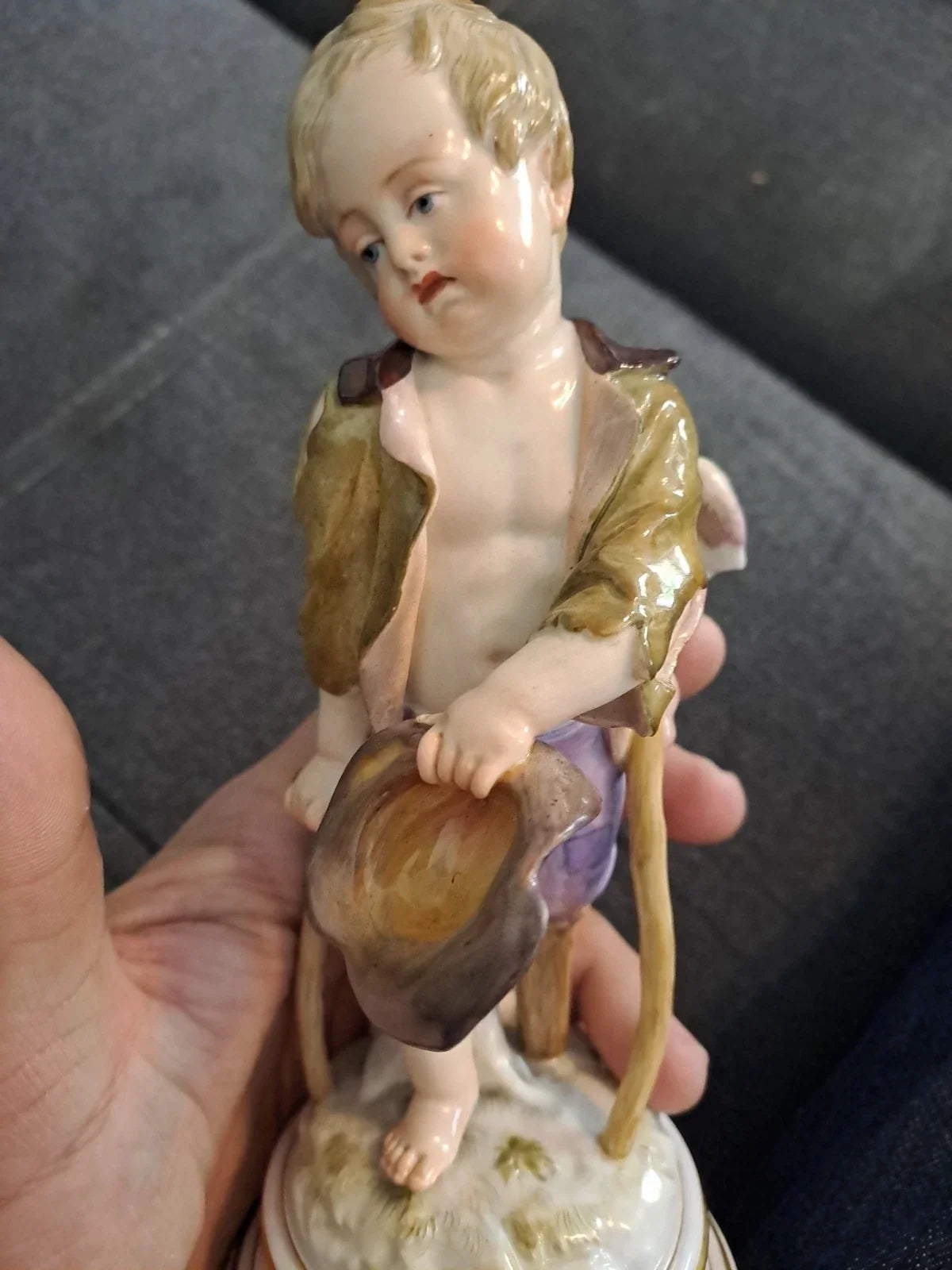 Antique Sculpture Subject Angel Statue Meissen Porcelain Germany 18th 19th Century
