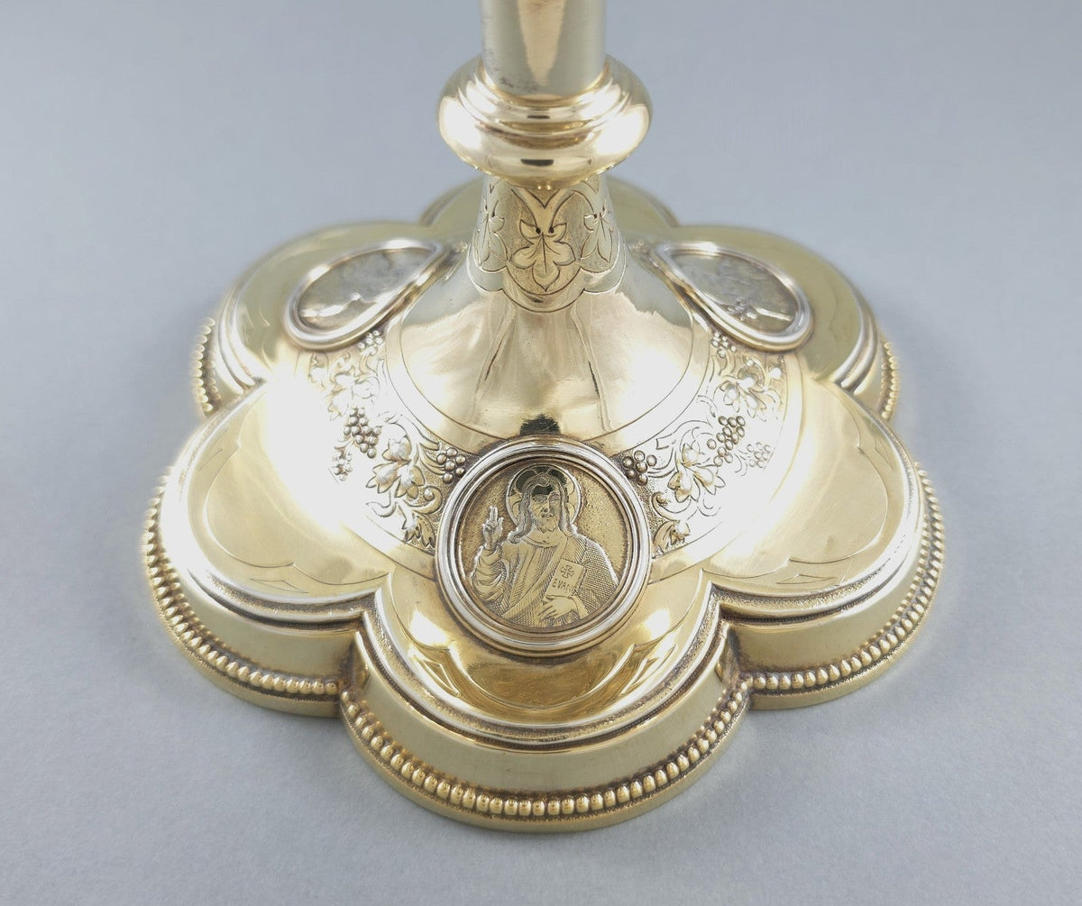 19th-century solid silver vermeil chalice by Demarquet Frères