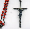 Antique large rosary made of faceted coral beads and solid silver, weight 36 g