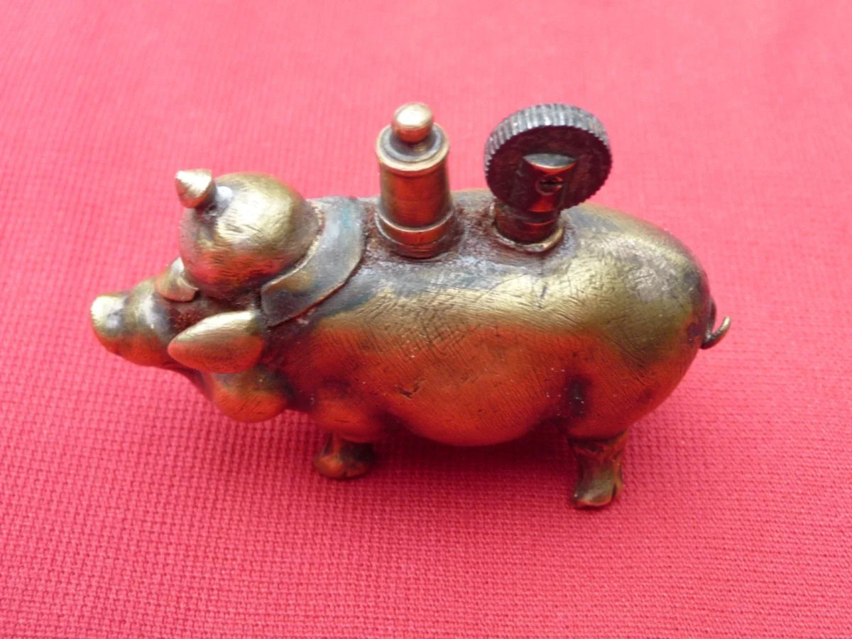Beautiful trench art lighter in the shape of a pig