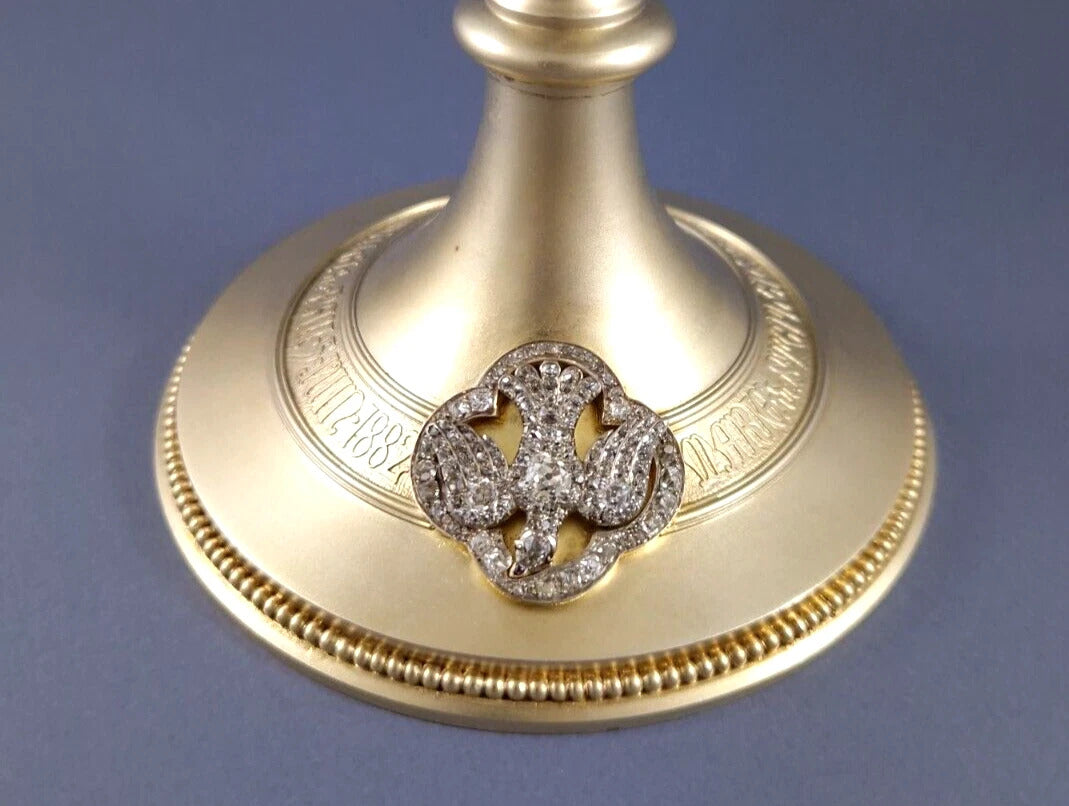 Froment-Meurice solid silver gilded chalice