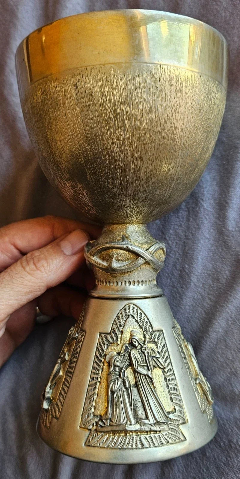 Solid silver Italian chalice with remains of vermeil gilding