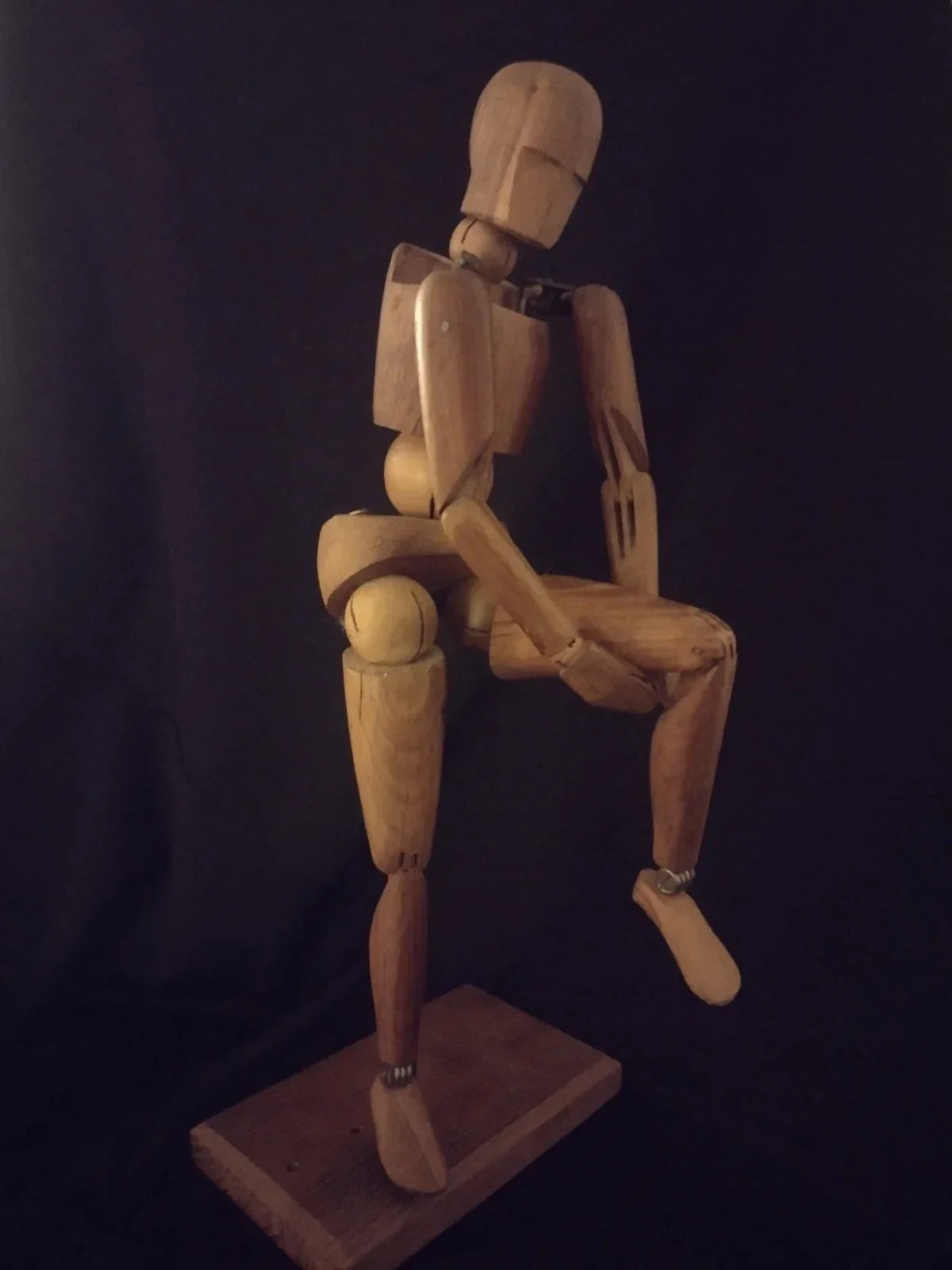 Rare antique artist's mannequin, carved wood and fully articulated.