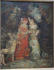 Elegant painting on panel with dog by Adolphe Monticelli (1824-1886), French School