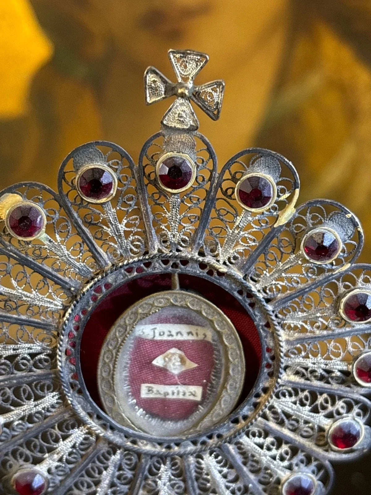 Extremely rare Saint John the Baptist reliquary monstrance in the shape of an ostensorium