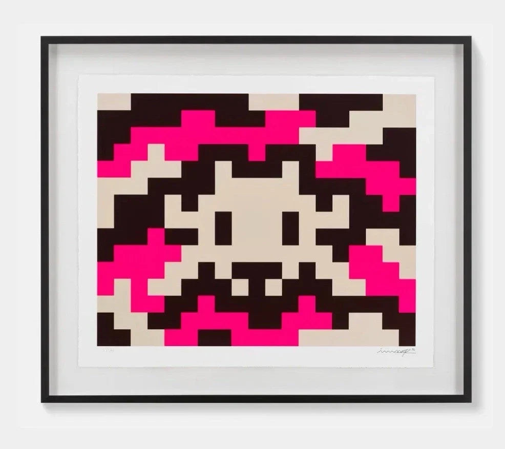 Invader camo m-3c-m3 signed lithograph – limited edition