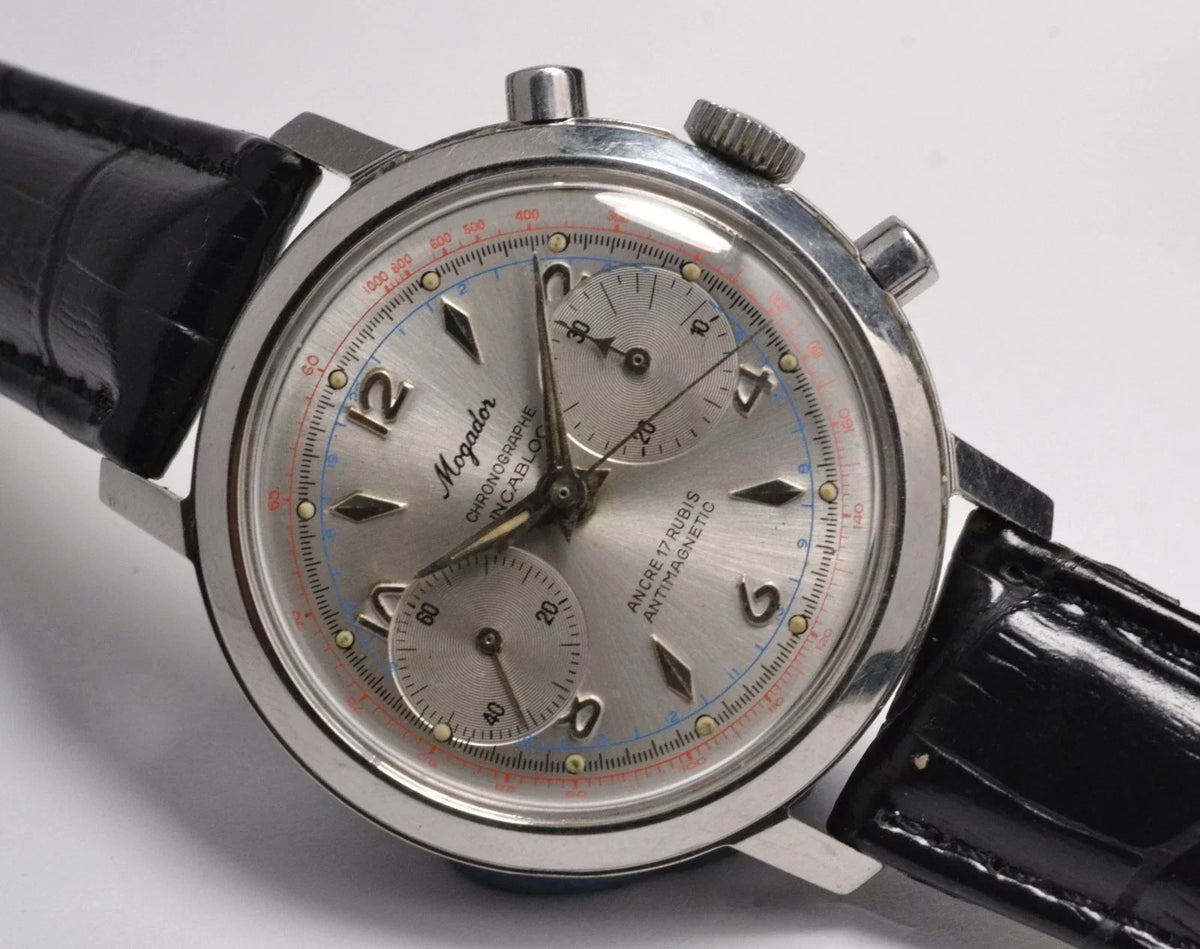 VINTAGE 1960S SWISS MOGADOR CHRONOGRAPH WATCH STAINLESS STEEL LANDERON
