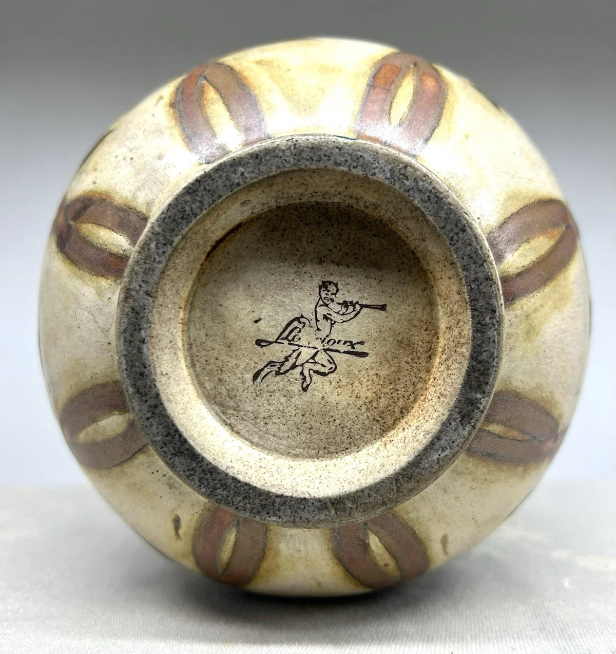 LOUIS LOURIOUX STONEWARE CHESTNUT BUR VASE