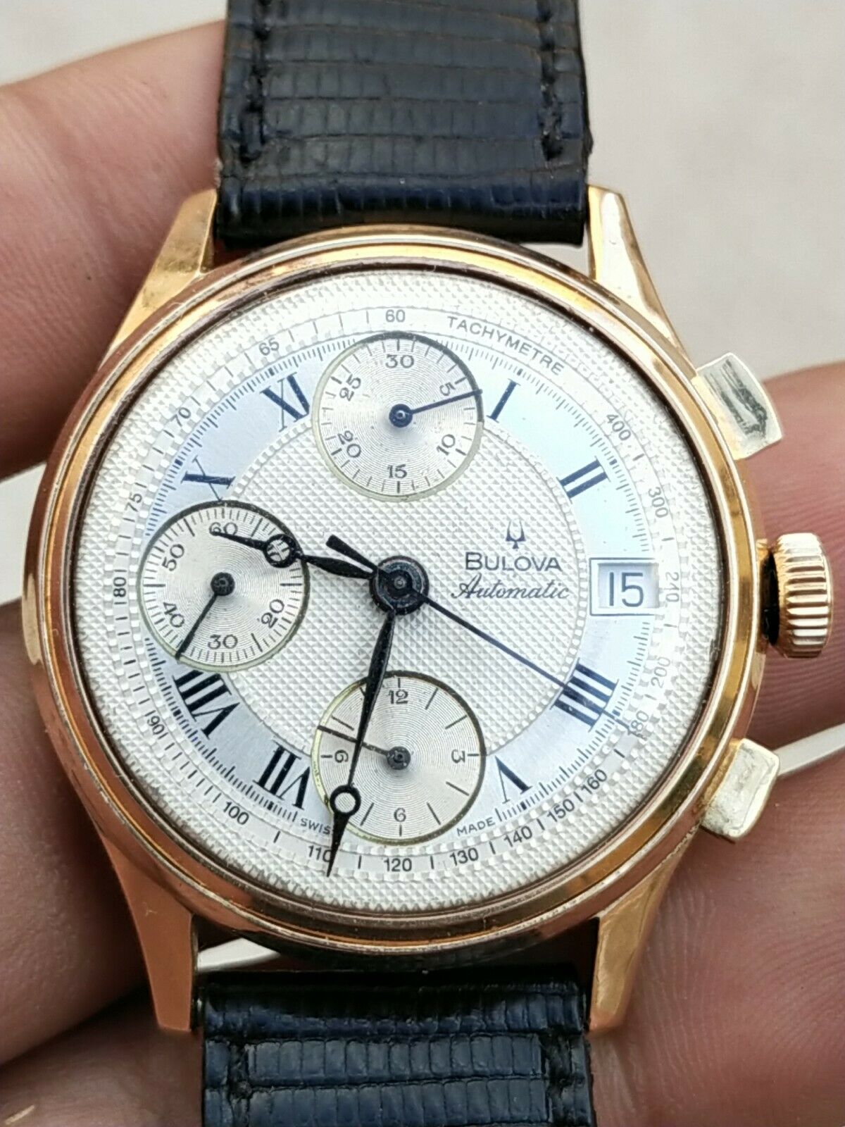 Vintage Bulova 18k gold automatic chronograph watch