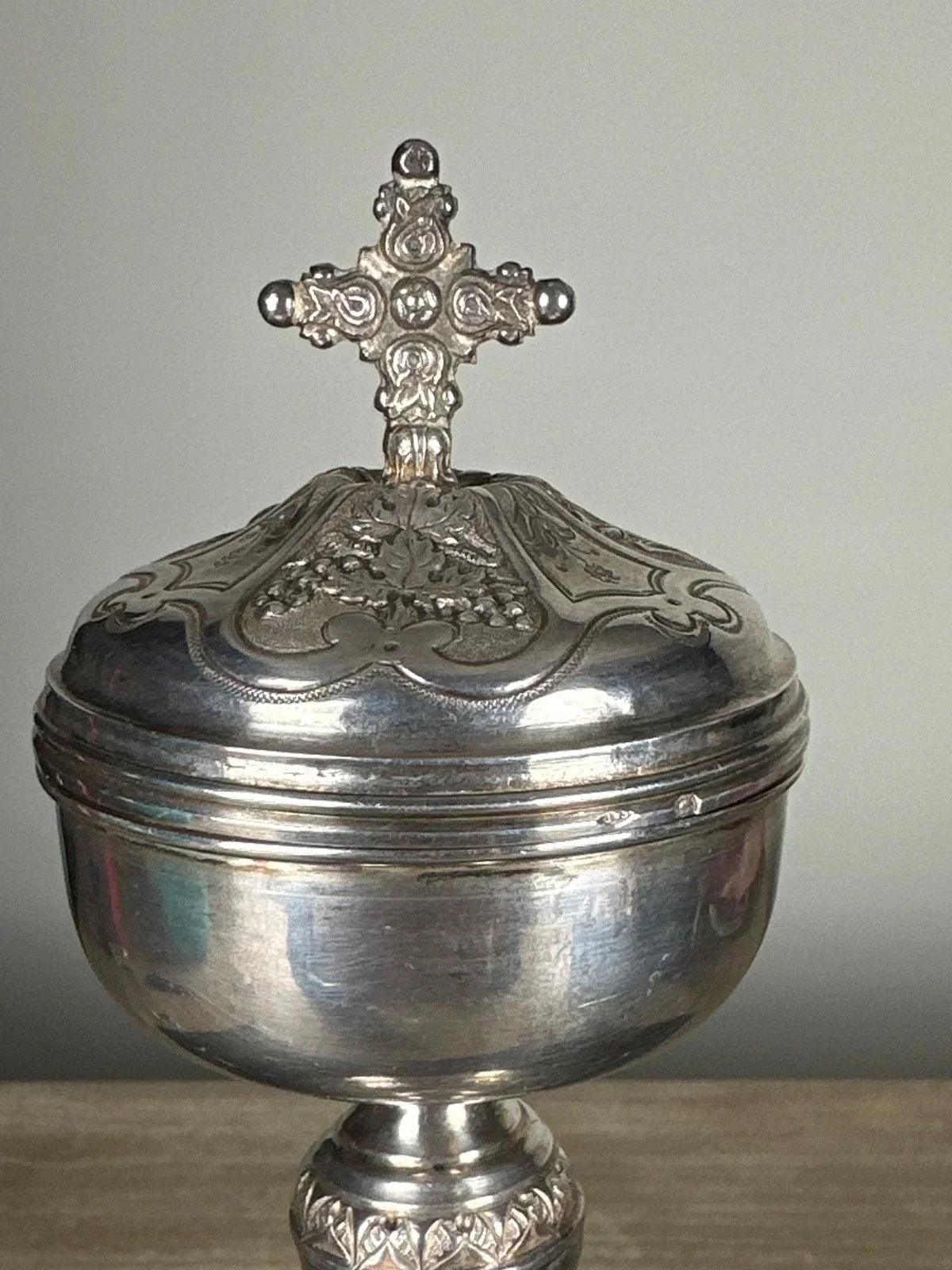 Ancien ciboire argent massif coffret boite Favier Frères LYON Messe Religieux