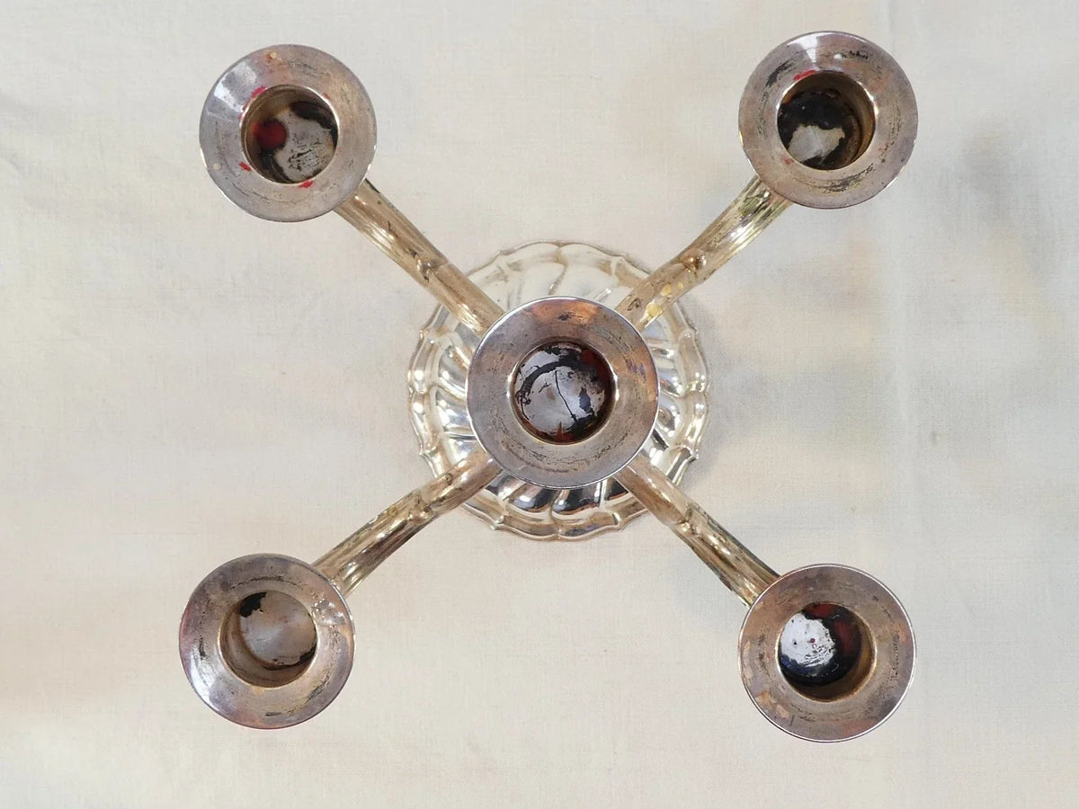 19th-century solid 925 sterling silver candelabra candlestick
