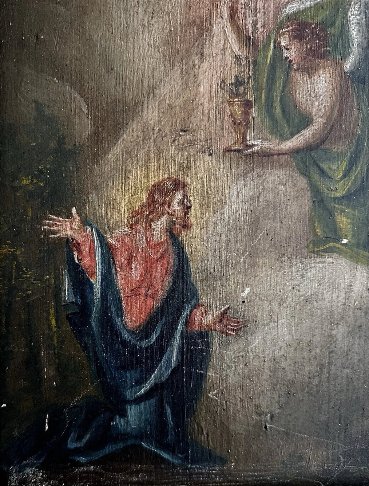 Antique Painting Agony of Jesus Christ in the Garden of Olives Religious Painting 18th Century