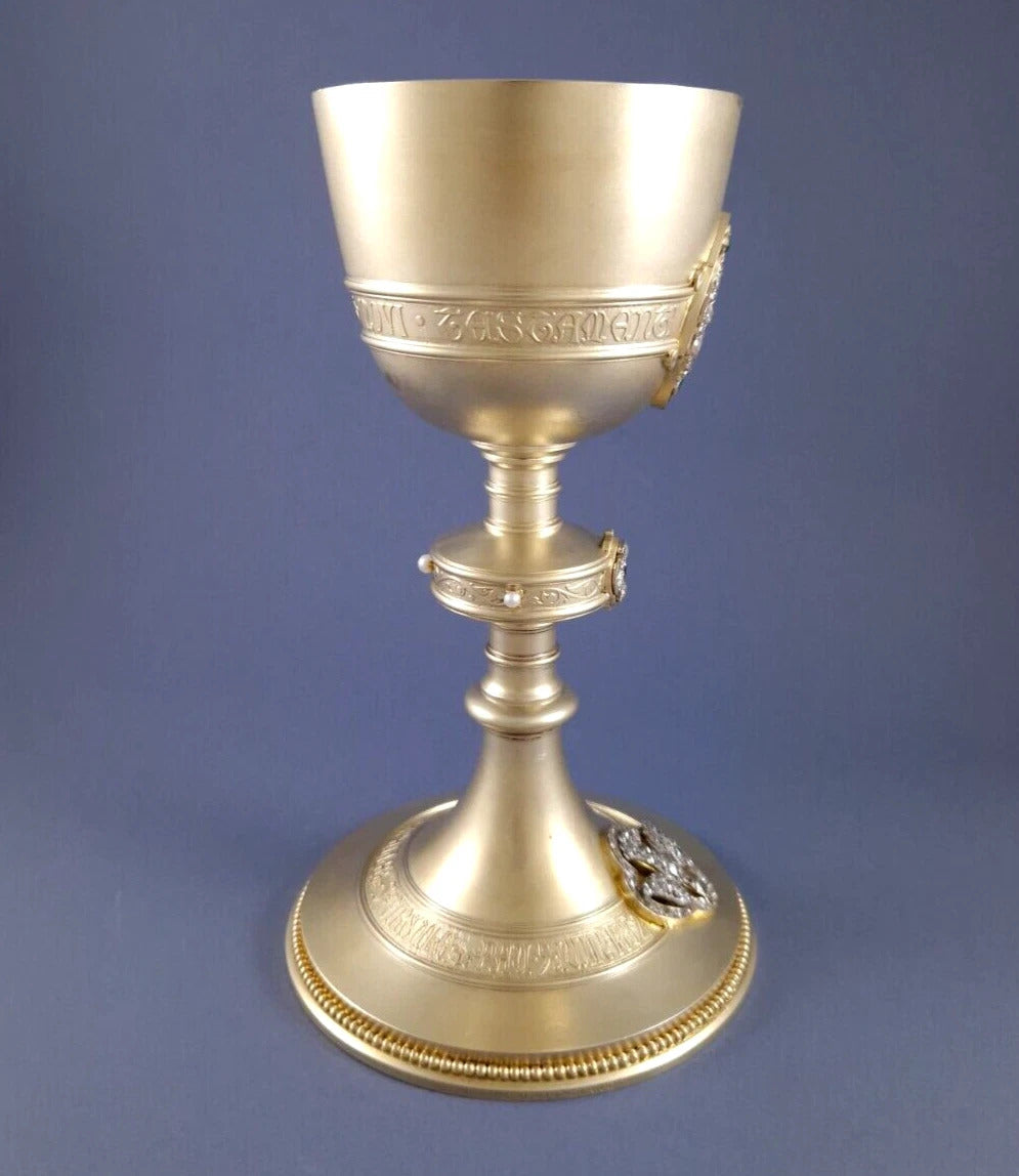 Froment-Meurice solid silver gilded chalice