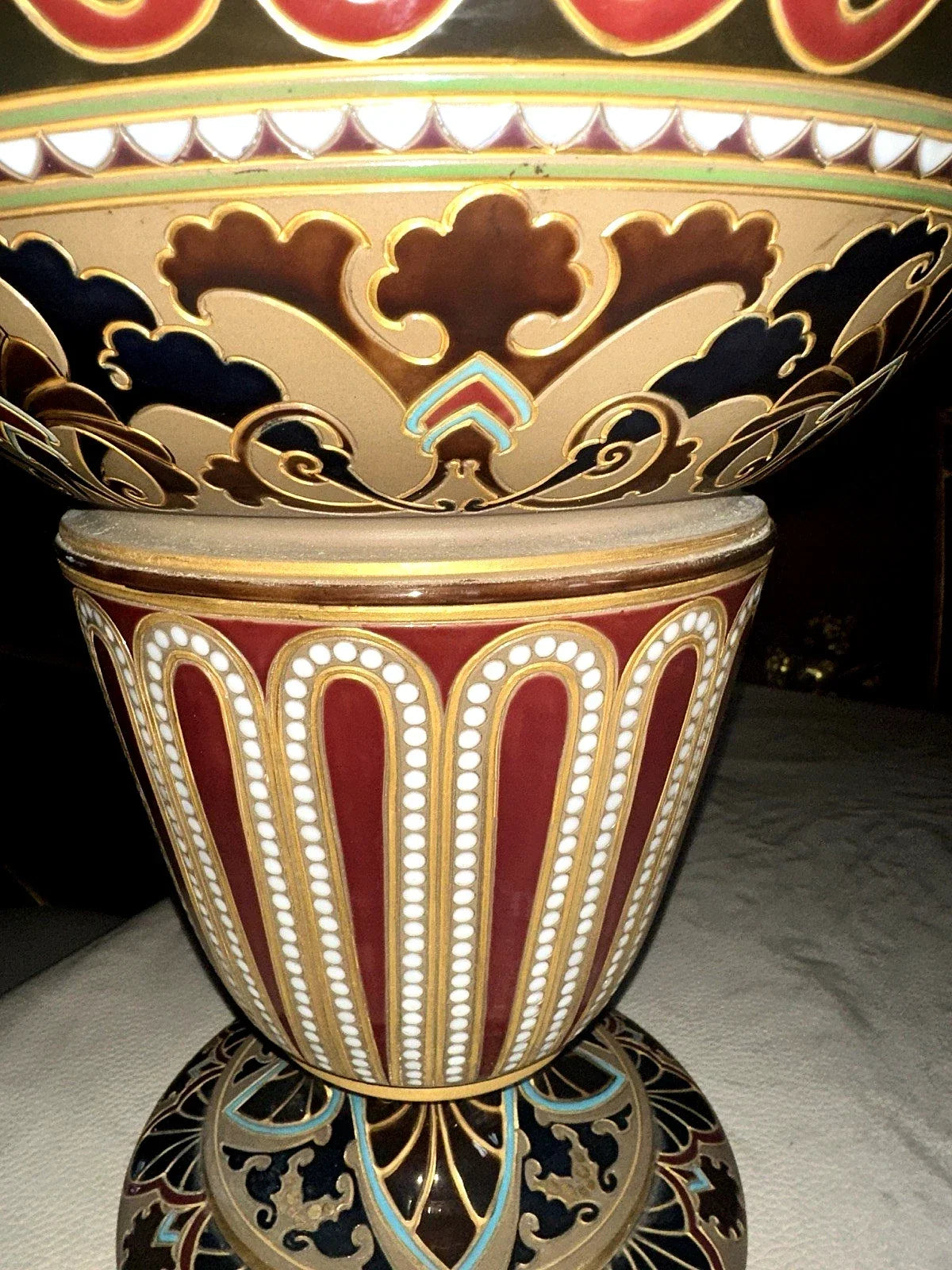 MAGNIFICENT LARGE BYZANTINE SARREGUEMINES STONEWARE VASE NO. 831