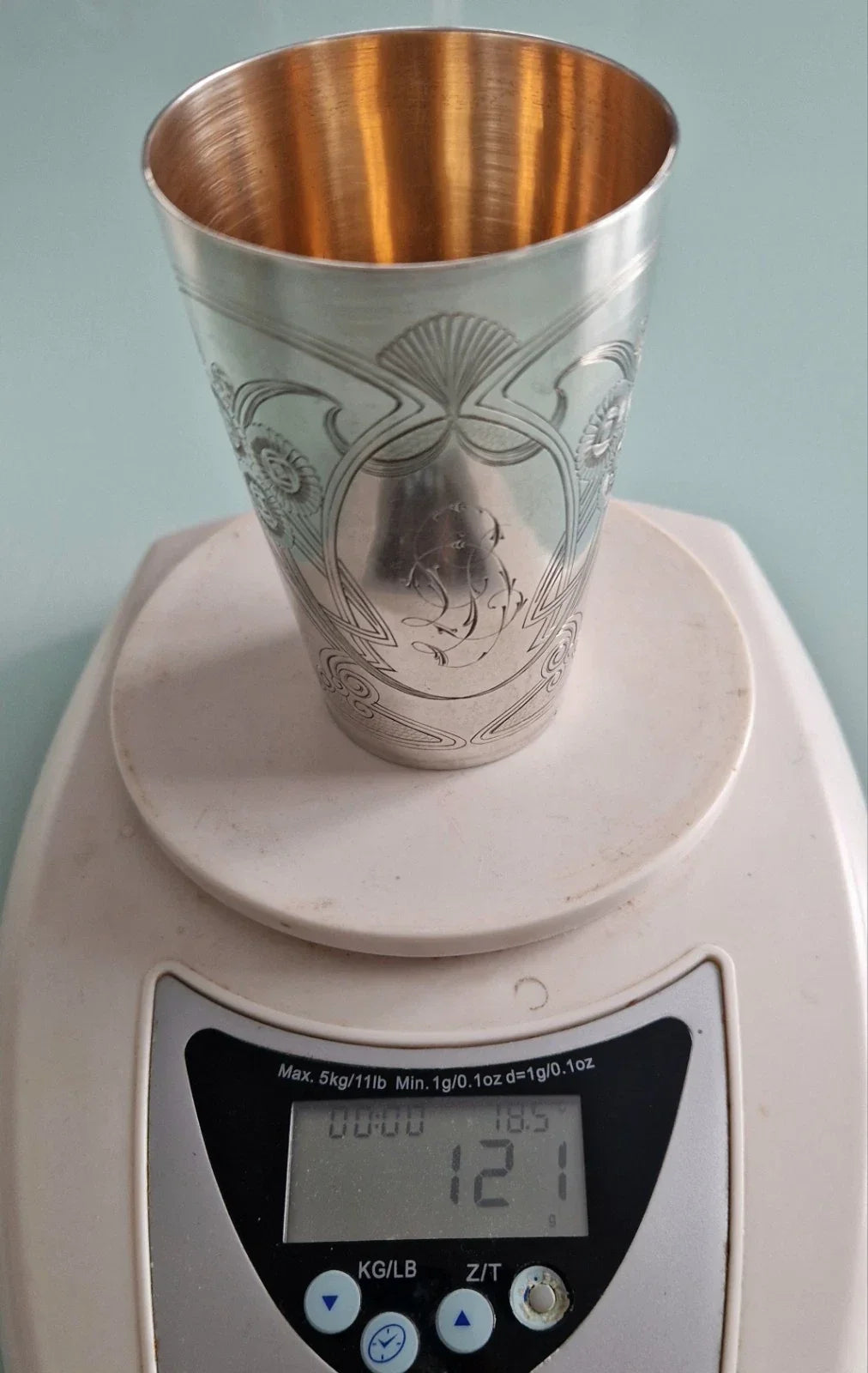 Superb Solid Silver Russian Beaker, 121g, Vermeil